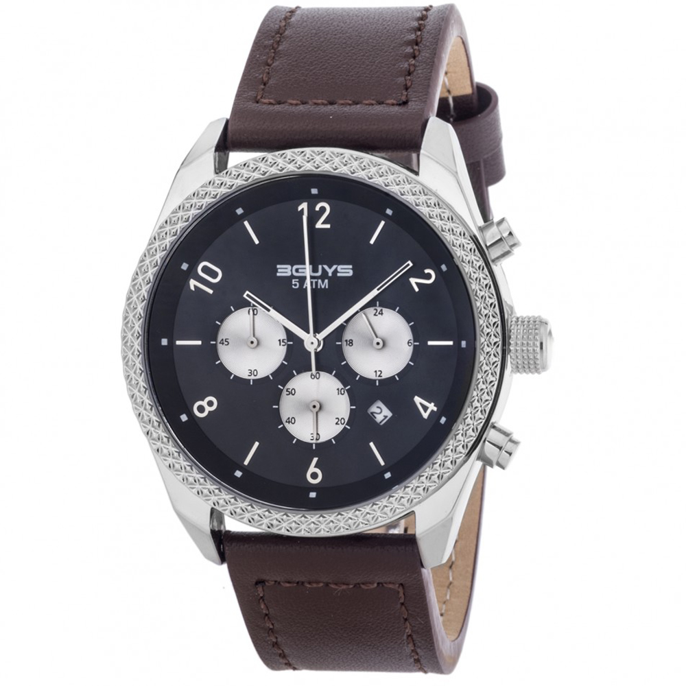 Ρολόι 3GUYS Chronograph Brown Leather strap - 3G25001