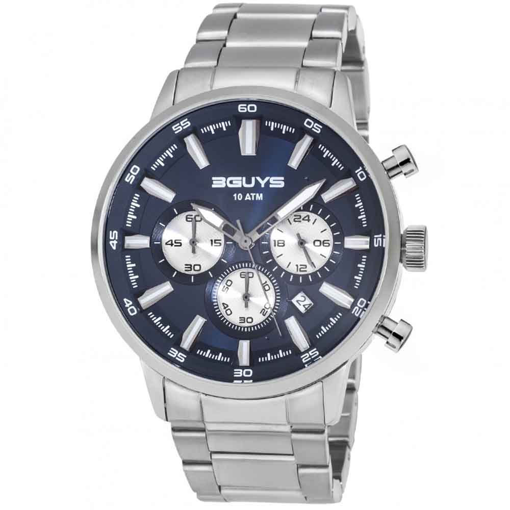 Ρολόι 3GUYS Chronograph Silver Stainless Steel Bracelet - 3G27003