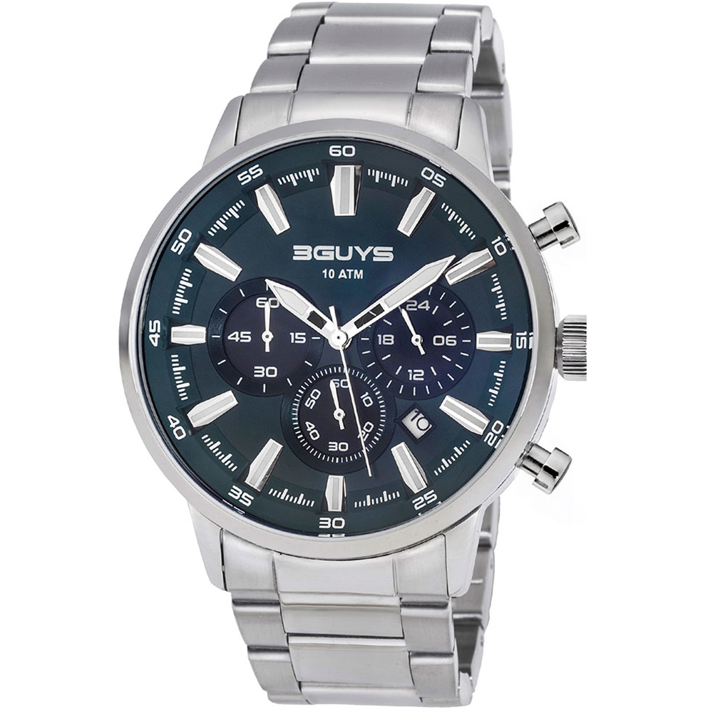 Ρολόι 3GUYS Chronograph Silver Stainless Steel Bracelet - 3G27004