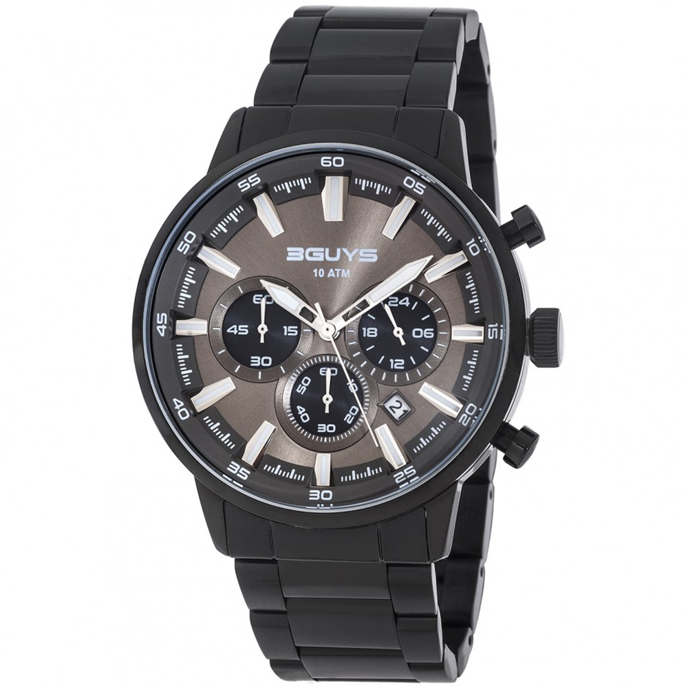 Ρολόι 3GUYS Chronograph Black Stainless Steel Bracelet - 3G27005