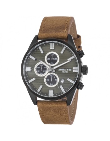 Ρολόι 3GUYS Chronograph Brown Leather Strap - 3G28003