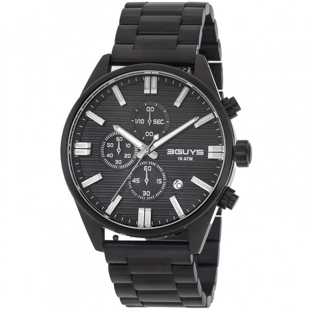Ρολόι 3GUYS Chronograph Black Stainless Steel Bracelet - 3G28021