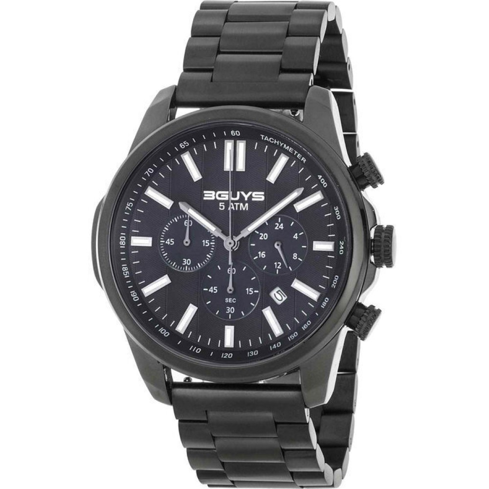 Ρολόι 3GUYS Chronograph Black Stainless Steel Bracelet - 3G41024