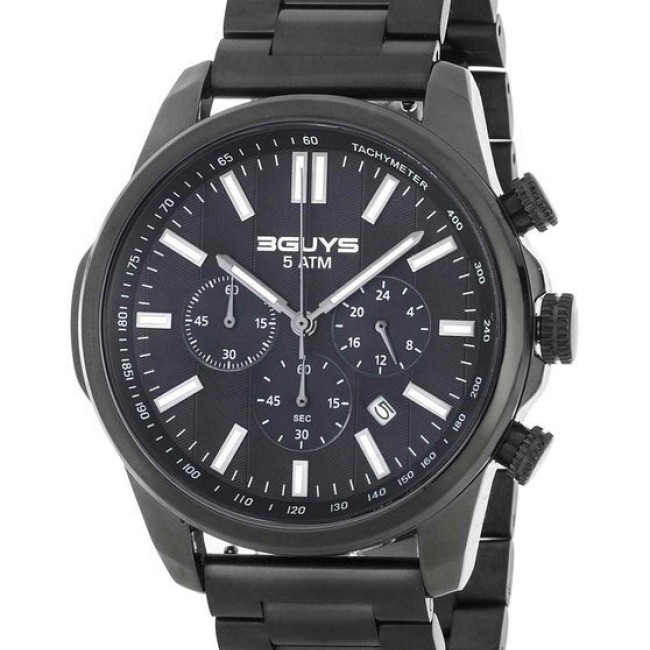 Ρολόι 3GUYS Chronograph Black Stainless Steel Bracelet - 3G41024