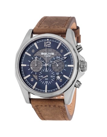 Ρολόι 3GUYS Brown Leather Strap - 3G46006