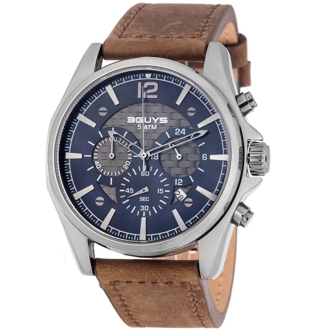 Ρολόι 3GUYS Brown Leather Strap - 3G46006
