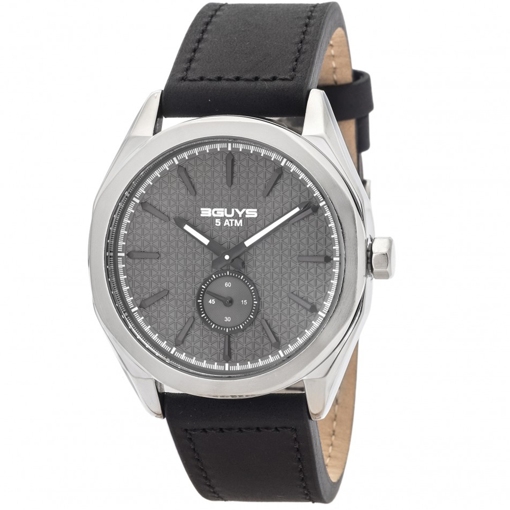 Ρολόι 3GUYS Unisex Black Leather Strap - 3G82001