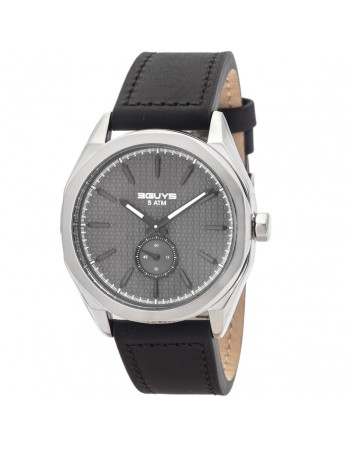 Ρολόι 3GUYS Unisex Black Leather Strap - 3G82001