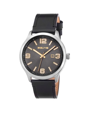 Ρολόι 3GUYS Black Leather Strap - 3G84003