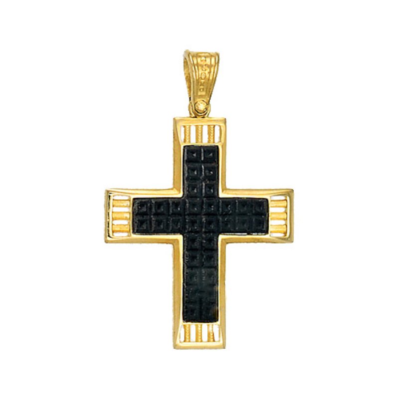 Σταυρός Ανδρικός Al' Oro Χρυσό Κ14 & Ξύλο - KTW011