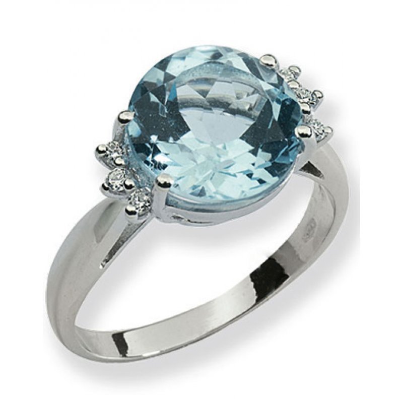Δαχτυλίδι Amante K18 with Diamonds and Blue Topaz - AN229RD