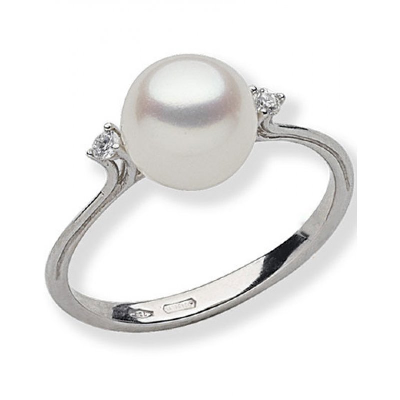 Δαχτυλίδι Amante K18 with Diamond and Cultured White Pearl - AN316SO