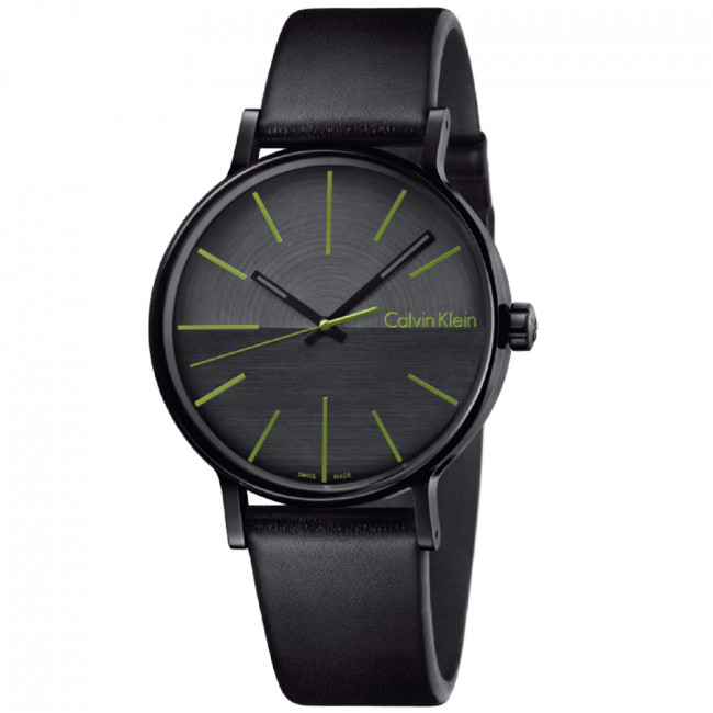 Ρολόι CALVIN KLEIN Boost Black Leather Strap - K7Y214CL