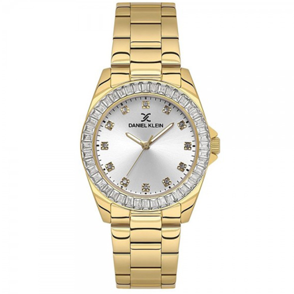 Ρολόι DANIEL KLEIN Premium Women's με καντράν Sunray Dial και πέτρες Gold Plated Steel Bracelet - DK.1.13950-2