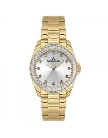Ρολόι DANIEL KLEIN Premium Women's με καντράν Sunray Dial και πέτρες Gold Plated Steel Bracelet - DK.1.13950-2