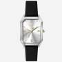 Ρολόι EXTRI Ladies Square Silver Black Leather Strap - E1067L-B