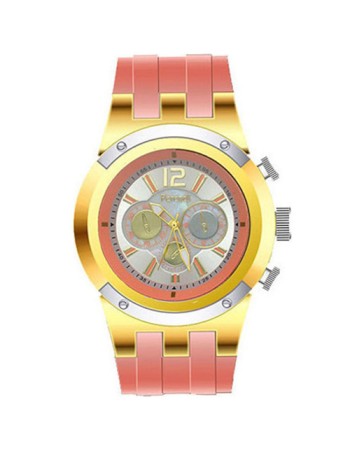 Ρολόι Ferendi Iris Gold Case Coral Rubber Strap - 9090-10