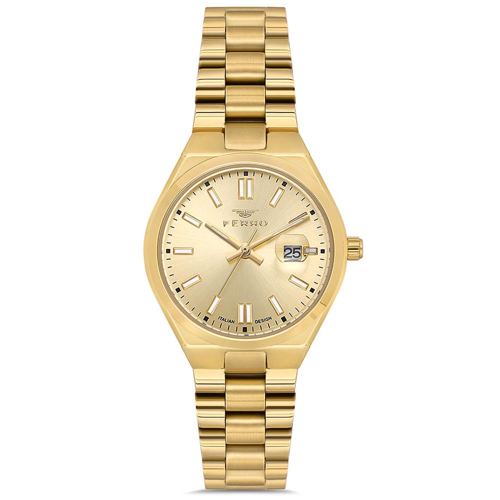Ρολόι FERRO Gold Stainless Steel Bracelet - FL21492AWT-B4