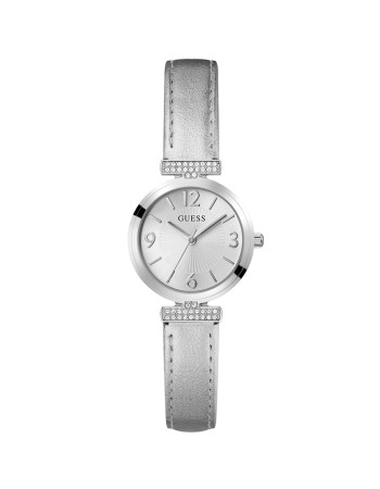Ρολόι GUESS Array Silver Leather Strap - GW0614L1
