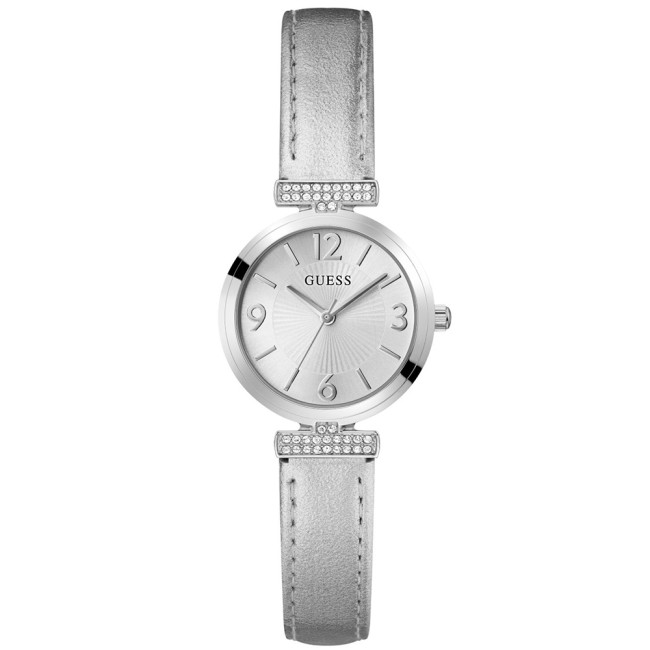 Ρολόι GUESS Array Silver Leather Strap - GW0614L1
