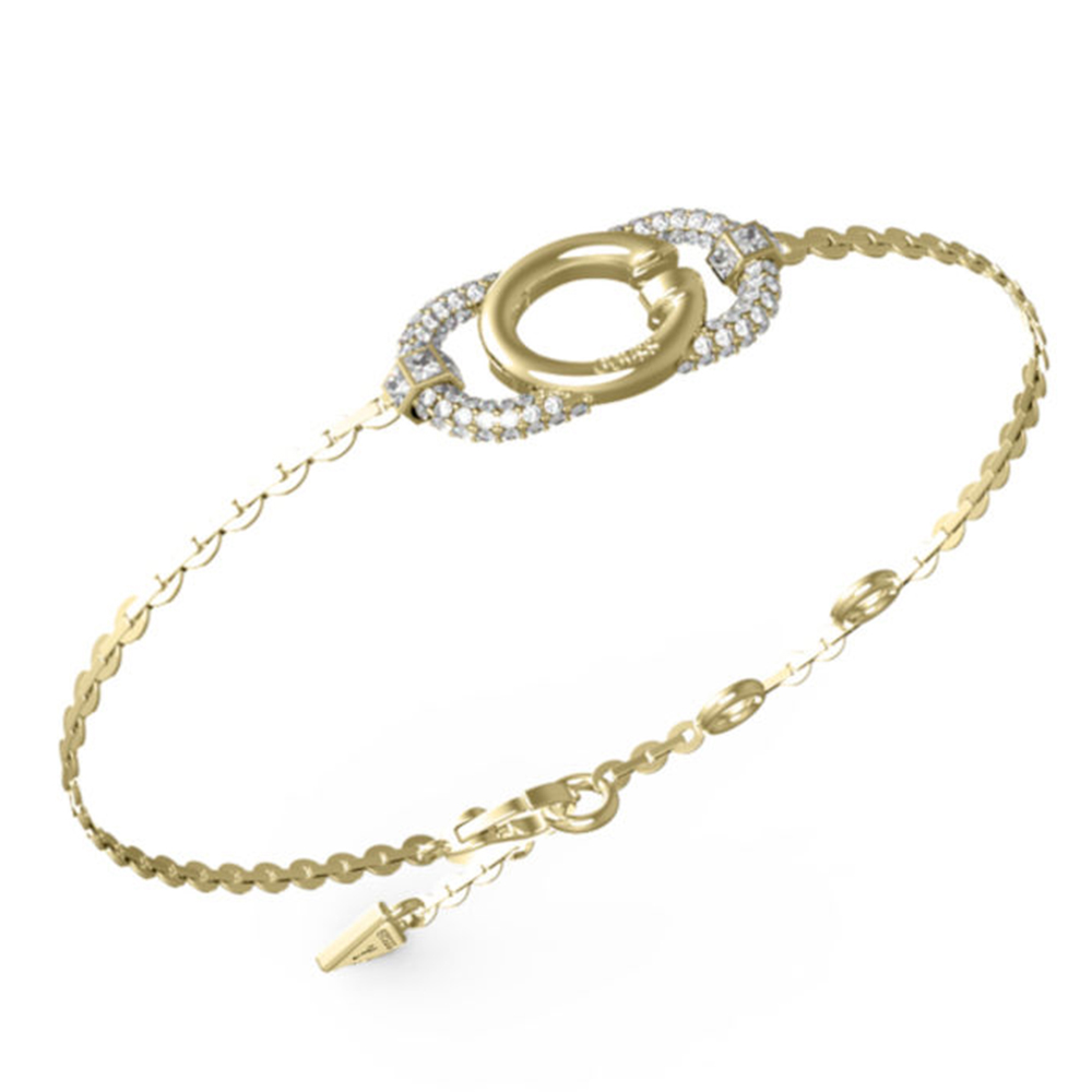 Βραχιόλι GUESS Gold Steel Oh My G, μονόγραμμα G με πέτρες - JUBB04510JWYGL