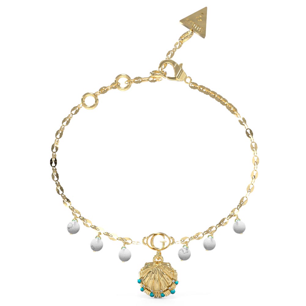 Βραχιόλι GUESS Gold Steel SEASHELL, Με Χρυσό Κοχύλι Και Κρεμαστά Σχέδια - JUBB05134JWYGL