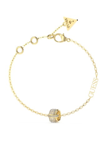 Βραχιόλι GUESS Gold Plated Steel Fabulous me, με πέτρες και λογότυπο - JUBB05196JWYGL