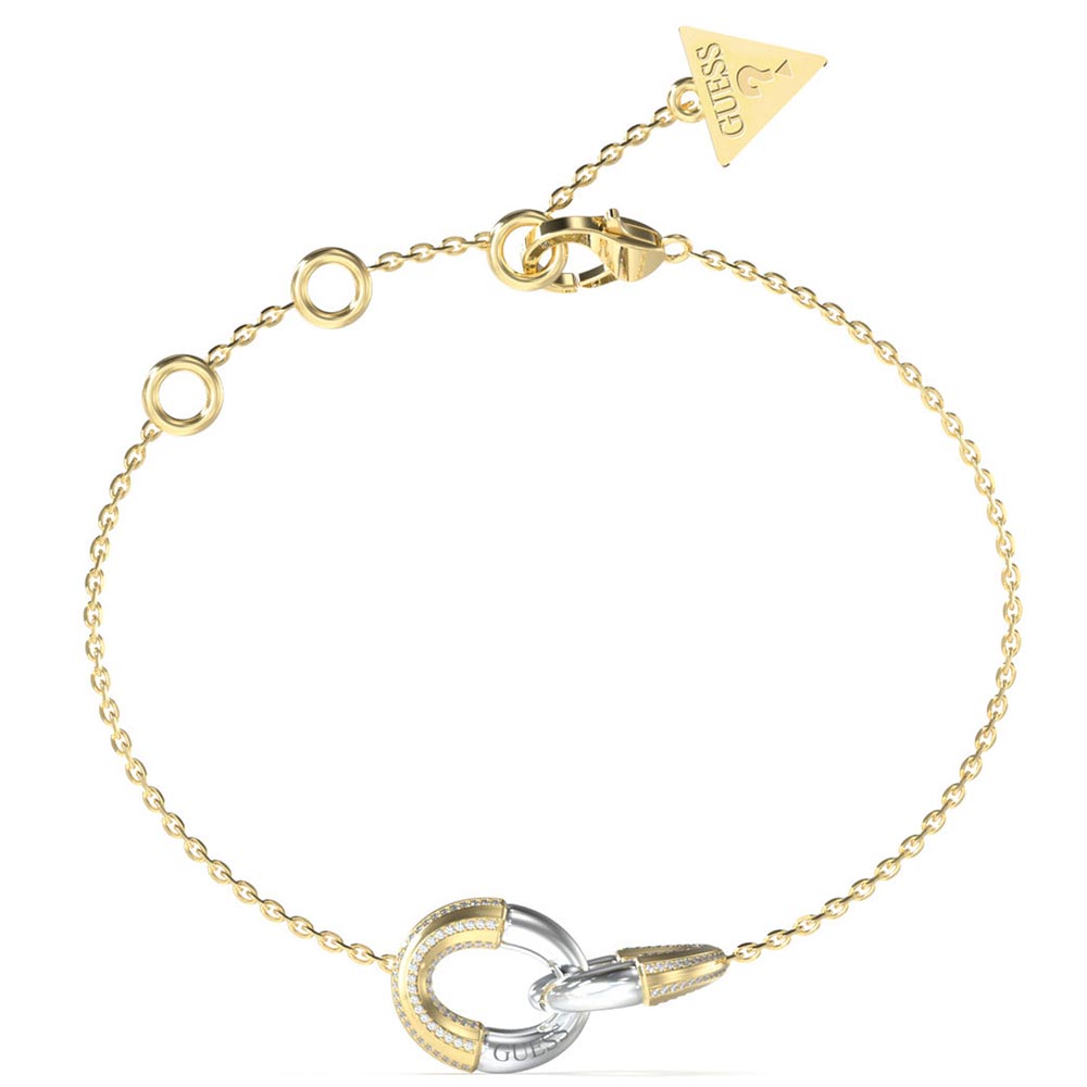 Βραχιόλι GUESS Steel Mayorelle, με δίχρωμους κρίκους και πέτρες - JUBB05374JWYGRHL