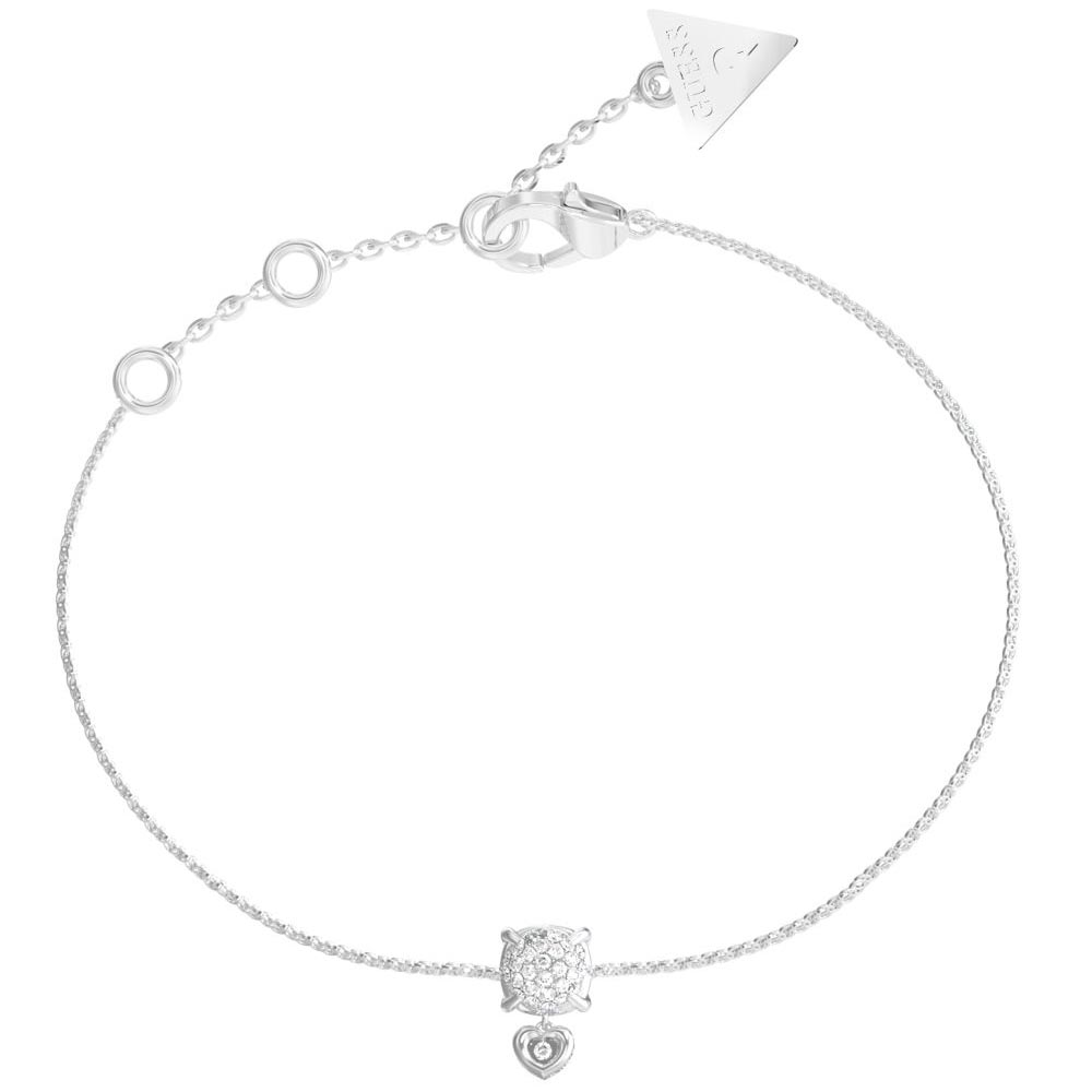 Βραχιόλι GUESS Steel L.O.V.E., με Καρδιά και πέτρες - JUBB05469JWRHL