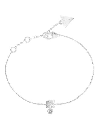 Βραχιόλι GUESS Steel L.O.V.E., με Καρδιά και πέτρες - JUBB05469JWRHL
