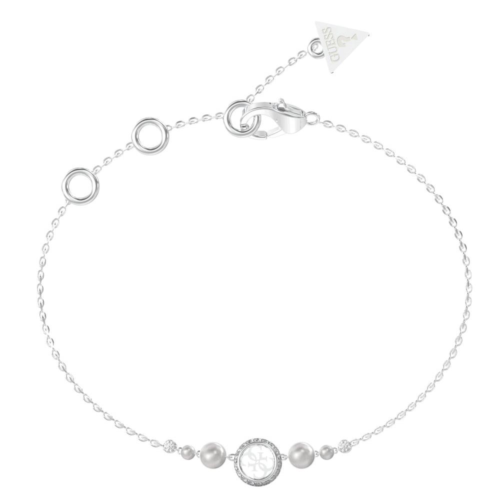 Βραχιόλι GUESS Steel TINY PEARLY, με Πέρλες και λογότυπο - JUBB05516JWRHL