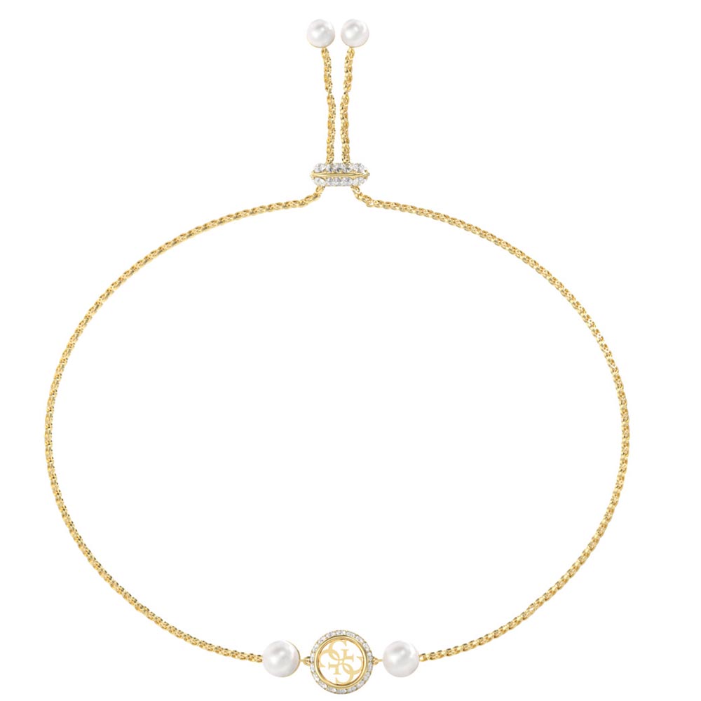 Βραχιόλι GUESS Gold Plated Steel TINY PEARLY Με Πέρλες Και Λογότυπο - JUBB05520JWYGT-U
