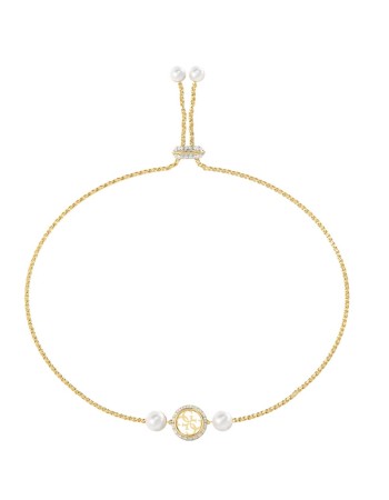 Βραχιόλι GUESS Gold Plated Steel TINY PEARLY Με Πέρλες Και Λογότυπο - JUBB05520JWYGT-U