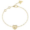 Βραχιόλι GUESS Gold Plated Steel TILL MORNING, Καρδιά με πέτρες και λογότυπο - JUBB05550JWYGL