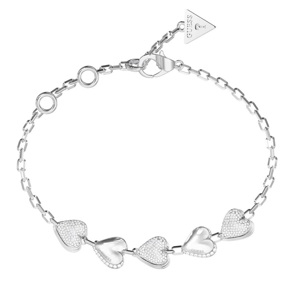 Βραχιόλι GUESS Steel By Your Side, με καρδιές - JUBB06071JWRHL