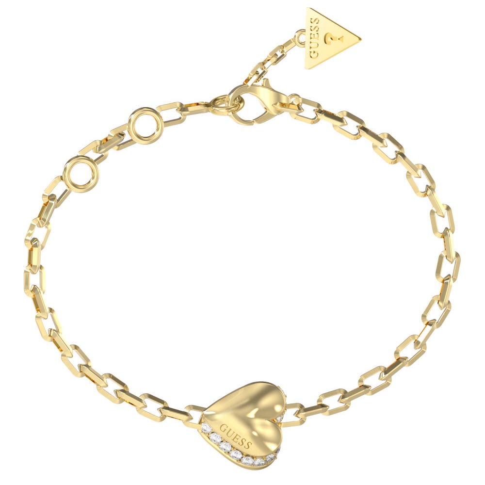 Βραχιόλι GUESS Gold Plated Steel By Your Side, με καρδιά - JUBB06088JWYGL