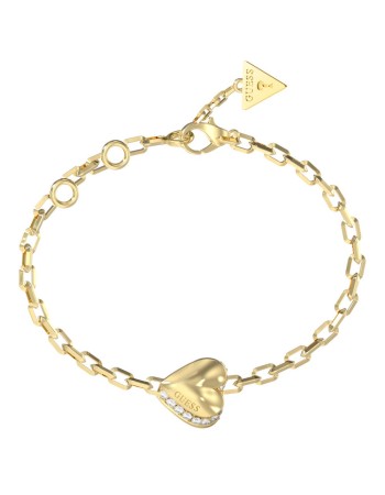 Βραχιόλι GUESS Gold Plated Steel By Your Side, με καρδιά - JUBB06088JWYGL