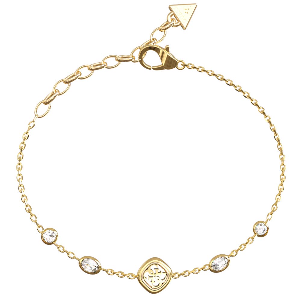 Βραχιόλι GUESS Gold Plated Steel Jaipur Splendor, με πέτρες και λογότυπο - JUBB06149JWYGL