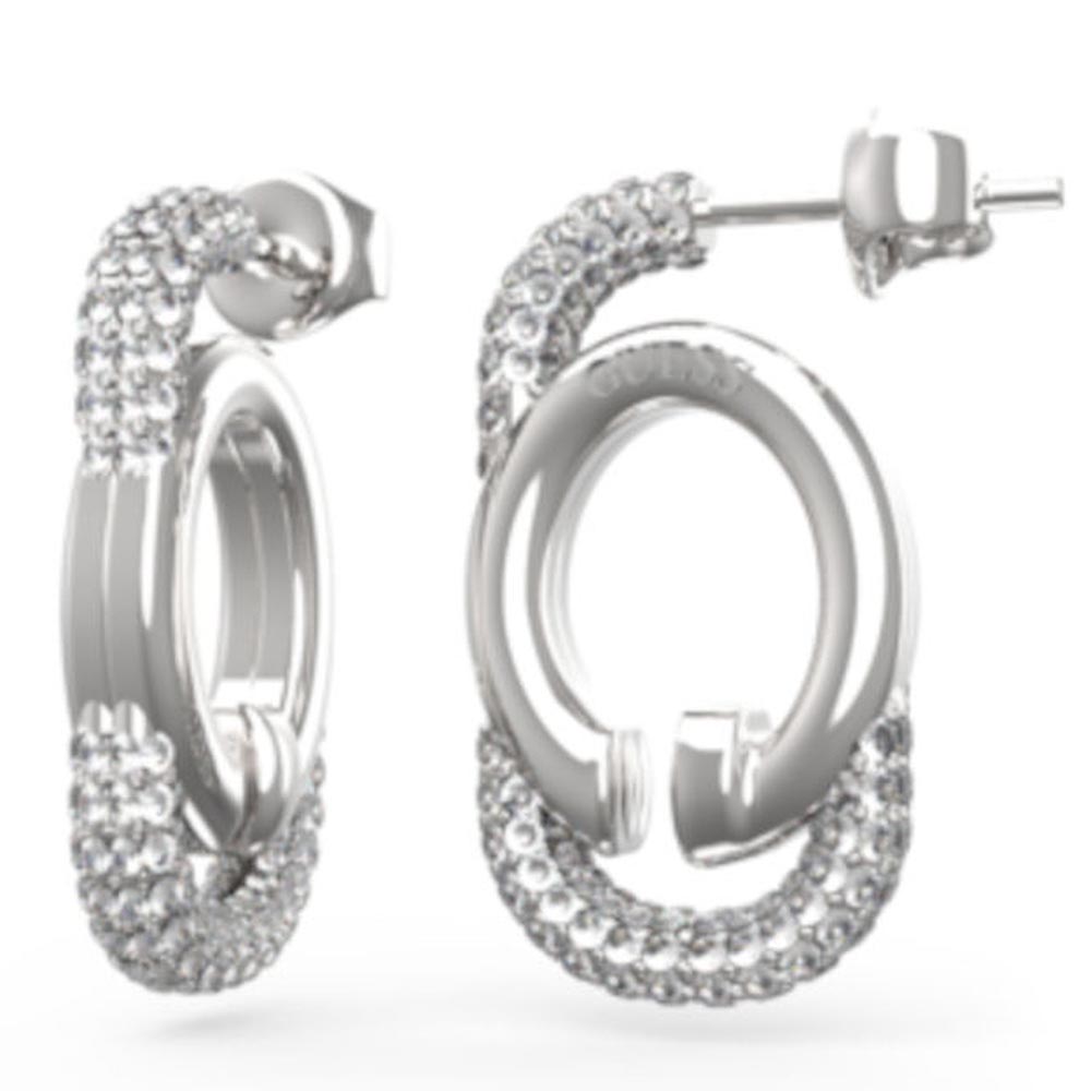 Γυναικεία σκουλαρίκια GUESS Steel Oh My G, κρίκοι με μονόγραμμα G - JUBE04517JWRHT-U