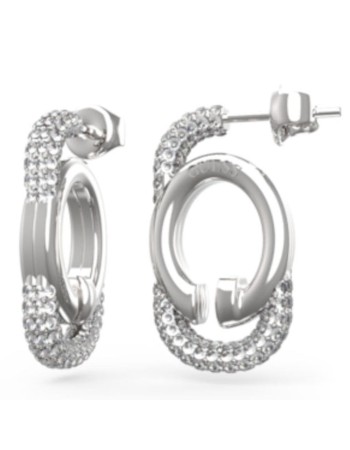 Γυναικεία σκουλαρίκια GUESS Steel Oh My G, κρίκοι με μονόγραμμα G - JUBE04517JWRHT-U