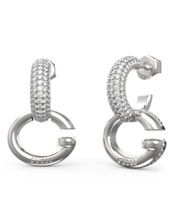 Γυναικεία σκουλαρίκια GUESS Steel Oh My G, κρίκοι με μονόγραμμα G - JUBE04521JWRHT-U