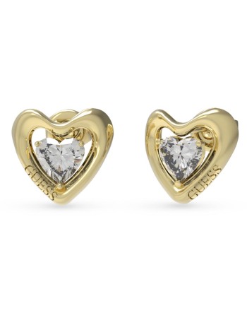 Γυναικεία σκουλαρίκια GUESS Gold Plated Steel Beloved, Καρδιά με πέτρα - JUBE05024JWYGT-U