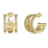 Γυναικεία σκουλαρίκια GUESS Gold Plated Steel Fabulous, Κρίκοι με πέτρες και λογότυπο - JUBE05036JWYGT-U