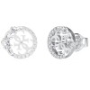 Γυναικεία σκουλαρίκια GUESS Steel 4 Love, με λογότυπο και πέτρες - JUBE05041JWRHT-U