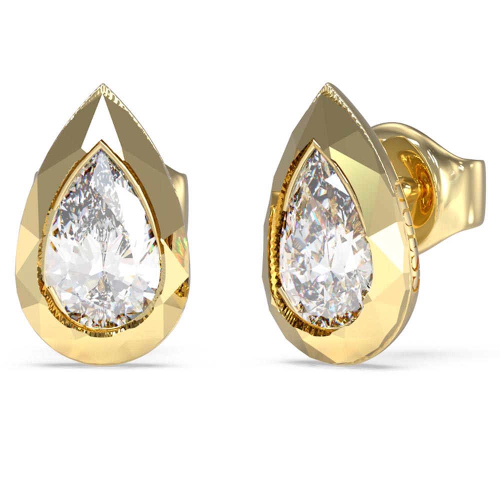 Γυναικεία σκουλαρίκια GUESS Gold Plated Steel 4G Light, δάκρυ με πέτρα - JUBE05247JWYGT-U