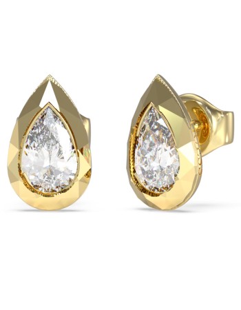 Γυναικεία σκουλαρίκια GUESS Gold Plated Steel 4G Light, δάκρυ με πέτρα - JUBE05247JWYGT-U