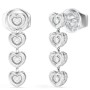Γυναικεία σκουλαρίκια GUESS Steel  L.O.V.E., Κρεμαστά με καρδιές με πέτρες - JUBE05473JWRHT-U