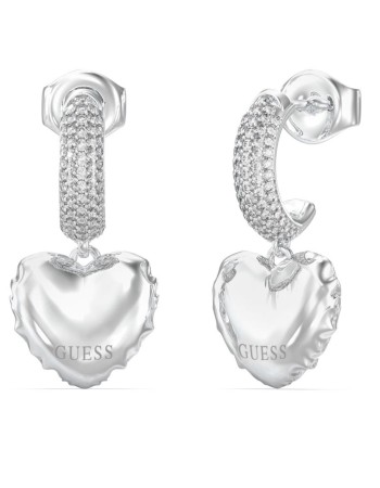 Γυναικεία σκουλαρίκια GUESS Steel Iconic Hoops Hearts - JUBE05544JWRHT-U