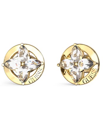 Γυναικεία σκουλαρίκια GUESS Gold Plated Steel Secret Garden, λουλούδι - JUBE06040JWYGWHT-U