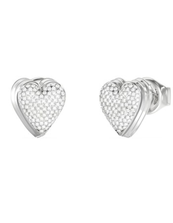 Γυναικεία σκουλαρίκια GUESS Steel By Your Side, Καρδιές Με Πέτρες - JUBE06080JWRHT-U
